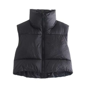 Abito da donna imbottito in cotone senza maniche Gilet leggero con colletto invernale corto caldo addensato