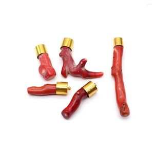 Pendant Necklaces 1PC Red Coral Necklace Irregular Branch Natural Sea Bamboo Jewelry DIY Amulet Charms Accessories Gift