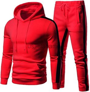 Tute da uomo Tute da uomo 2 pezzi 2021 Autunno Inverno Tute da jogging Set Tute con cappuccio Giacche e pantaloni sportivi Abbigliamento uomo x0907