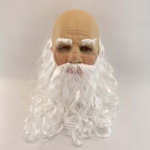 2023 Noel Malzemeleri Büyükbaba Lateks Yüksek Simülasyon Emülsiyon Maskesi Beyaz Saç Sihirbazı Noel Baba Maske Başlık