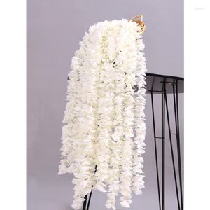 Flores decorativas 1 peça guirlanda de glicínias flores falsa parede videira cenário pendurado arco jardim casa decoração de casamento