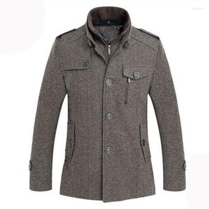 Herrjackor vinterrock män lång ull tjock vindbrytare ull överrock jacka casual trench peacoat 5xl