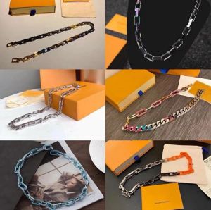 Top Luxury Designer Men Necklace Stainless Steel Necklaces Quenching Series Candy Color Cuba Chain Pendant Hip Hop Link Chain Love Jewelry with Original Gift Box
