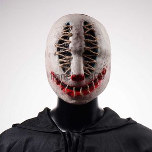 Party Masks Halloween Joker Mask Cosplay Scary Killer Clown Half Face Latex Helmet Party Costume Props X0907