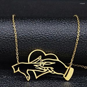 Pendant Necklaces Marry Me Wedding Propose Love Heart Chain Necklace Women Gold Color Stainless Steel Jewelry Collar Mujer N613S07