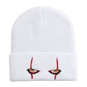 Pennywise Scary Eyes Embroidered Knitted Beanie Fall/Winter Keep Warm Hip Hop Wool Hat With Embroidery