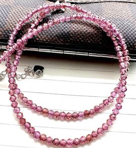 Chains Garnet Beads Crystal Necklaces Stone Holder Wholesale Neck Summer 2023 Spiritual 3MM Bead Round Small Faceted Gifts Jewelry 5pc