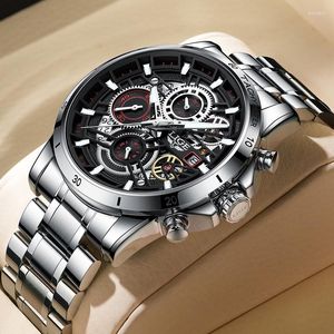 Wristwatches Relogio Masculino LIGE Mens Watches Top Brand Stainless Steel Hollow Sports Waterproof Quartz Watch Men Military Wristwatch