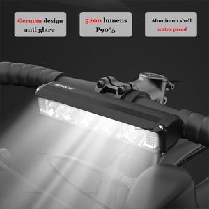 Bike Lights 8000mAh 5 Led Light Front Waterproof Flashlight for Bicycle Rechargeable 5200Lm Headlight Lamp Accessories 230907
