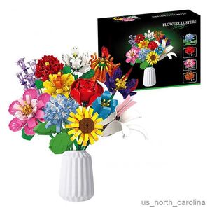 Blocchi 2023 Nuovi fiori romantici Bouquet di fiori di campo Blocchi di costruzione Decorazioni per la casa Ornamento Blocchi di costruzione fai da te Giocattolo Vacanza Fidanzata Regalo R230907