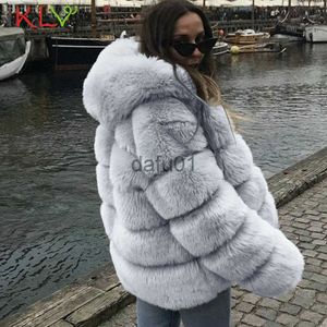 Kvinnors päls faux päls kvinnor jacka vintage huva fluffy faux päls kappa kort pälsvinter varm ytterkläder kappa 2023 hösten casual party överrock 19aug x0907