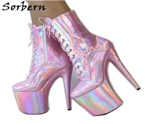 Sorbern Silver Snake Holograficzne buty Kobiety kostki wysoką platformę Egzotyczne buty do tańca obcasy 8 -calowe obcasy niestandardowe Kolory020833