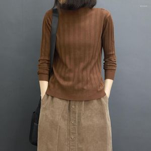 Kvinnors tröjor långärmad stickad kvinntröja och tröjor 2023 Summer Turtleneck Slim Casual All Match Pulls Outwear Tops