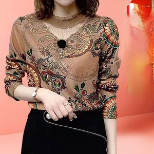 Women's T Shirts Summer Women Thin Black Lace Shirt Female Long Sleeve Slim Crochet Patchwork Tee Tops Ladies Floral G615