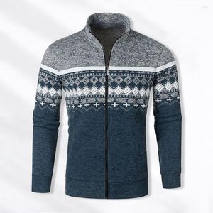 Men's Sweaters Men Polyester Sweater Stretchy Stylish Zipper Cardigans Retro Prints Slim Fits Loose Woolen Knits For Trendy