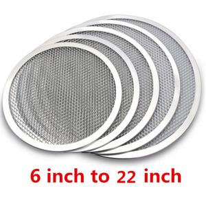 Pişirme Kalıpları Çubuk Olmayan Pizza Ekran Pan Tepsi Metal Net Net Dikişsiz Alüminyum Metal Net Bakeware Mutfak Araçları Pizza 6-22inch 230906