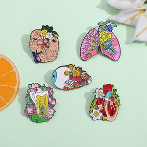 Broches para mulheres, homens, caveira, flor, órgão colorido, coração, crachá engraçado e alfinetes para panos de vestido, bolsas, decoração, joias de metal esmaltadas fofas, presente para amigos, atacado