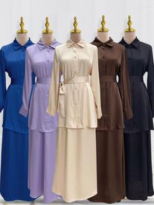 Roupas étnicas Ramadan 2 peça Abaya Set Dubai Turquia Islam Saia Muçulmana Define Moda Hijab Vestido Abayas para Mulheres Robe Femme Musulmane