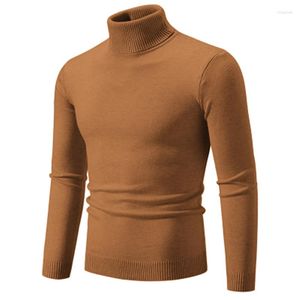 Camisolas masculinas de malha de gola alta outono inverno fino ajuste tricô pullovers masculino casual cor sólida malha homem