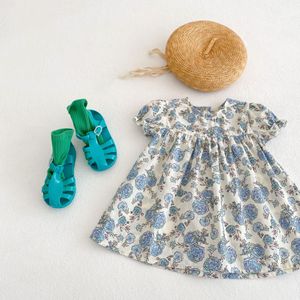 0-3 lata Baby Girl Floral Sukienka Summer Botton Floral Sukienka Moda Party Dziewczyna Dziewczyna Niemowlę Kwiatowe suknia 2624