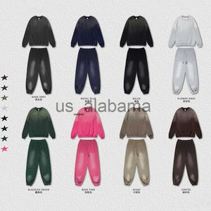 Erkeklerin Takipleri Sonbahar ve Kış Yeni Ürünleri Unisex American Retro Style Eski Renkli Su Yıkama Proses Dansçıları Sweatshirt ve Pantolon Takım X0907