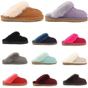 유아 Ugglies Fluff Yeah Slide Sandals Baby Australia Funkette 슬리퍼 어린이 신발 소년 Seepskin Suede Children Platform Shearling Fur Lined 95SQ#