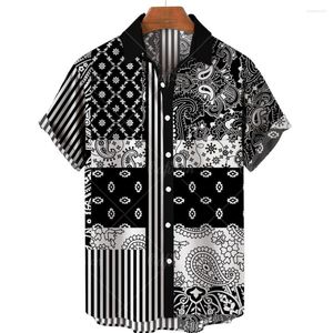 Camicie casual da uomo 2023 Moda 3D anacardi fiore motivo geometrico bottone stampato manica corta camicia hawaiana vintage oversize giornaliera