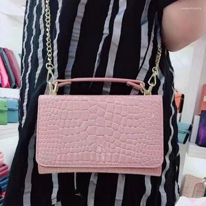 Wallets S Pink Clutch Wallet Bag Phone Purse With Chain Crocodile Leather Bags Fixed Handle High Quality Women Hand