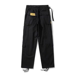 Męskie spodnie męskie spodnie robocze Wiele kieszeni Spodnie luźne klamry boku paski sznurka