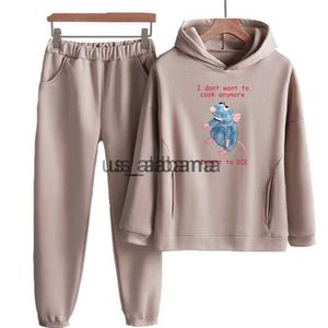 Erkeklerin Trailtsits Artık yemek yapmak istemiyorum Sevimli fare baskısı ölmek istiyorum erkekler kadın eşofman setleri büyük boyutlu kazak moda unisex giyim x0907