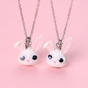 Kedjor lovecryst 2st/set söta stora ögon harts djur hänge halsband för flickor bff vänskap smycken gåva