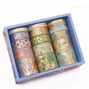 Klebebänder Goldfolie Washi Tape 15 Stück dekorative Maskierung Kawaii Briefpapier Aufkleber japanisches Washitape 2 m Set 2016 230907