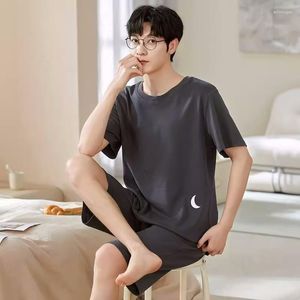 Men's Sleepwear 2023 Korean Pajamas Set For Men Cotton Plus Size L-3XL Homewear Short Sleeves Sleeping Tops Pants Pijama Hombre