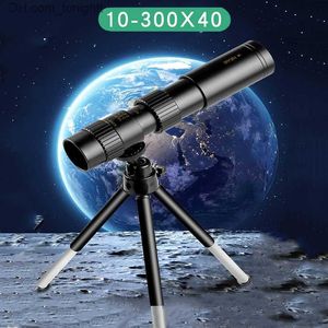 Teleskopy 4K 10-300x40mm Alloptyczno-optyczny szklany teleskop teleskopowy Super teleobiektyw Zoom Zoom Monoczolenia Nocna wizja wodoodporność Q230907