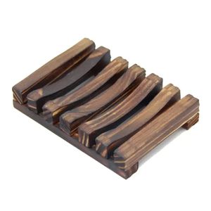 Natural de bambu de madeira saboneteiras placa bandeja suportes caixa caso chuveiro mão sabonetes titular 11.5x8x2.2cm atacado 907