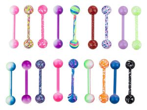 مجوهرات Labret Lip Piercing 100pcs خاتم اللسان BODY BAR الحصان الحاجب ثقب الملونة 230906