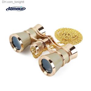 Telescopi AOMEKIE 3X25 Binocolo da teatro Binocolo Corpo in metallo con catena/manico Lente ottica Telescopio teatrale Design retrò Donna Ragazza Regalo Q230907