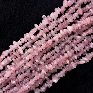 Luźne kamienie szlachetne Wysokiej jakości naturalny, prawdziwy różowy kryształ Madagaskar Rose Rose Quartz Półprzewodnikowy Kamienie Nugget Chip Koraliki FIT JEINDY 3X8 mm