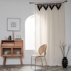 Tenda Decorazione domestica Tende Soggiorno Camera da letto Semi-ombreggiatura Bovindo Tessuto di cotone poliestere intrecciato tinta unita americano