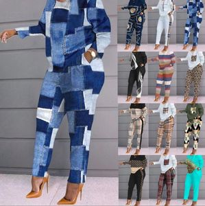 Women's suits 2023 Spring Europe America New Long Sleeve letter Printed Pants Women's Set Fashion Women's Two Piece Set