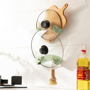 Kitchen Storage Wall Mounted Pot Lid Holder Cutting Board Rack Dishwash Brush Shelf For Home Shovel Spoon Organization