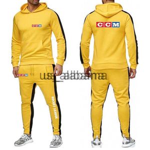 Men's Tracksuits CCM 2023 Men's High quality Sets leisure Solid Color hooded Sports shirt + Trousers 2Pcs Suits male Streetwear Joogers clothing x0907