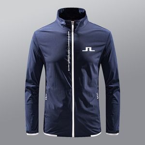 Jaquetas de golfe bordadas J Lindeberg Jaqueta de golfe masculina esportes ao ar livre conjunto de golfe à prova de vento leve respirável jaqueta com zíper 230907