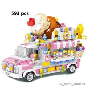 Blocks Parts City Outing Bus Compatible Camper Camping Car Model Building Blocks Sets Toys For Girls R230907