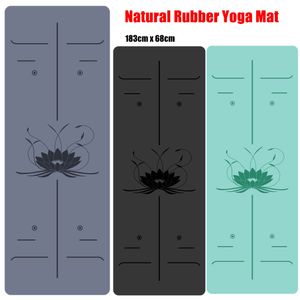 Yoga Mats Natural Rubber Mat Professional Lotus Mönster PU Miljö Material Sport Pilates Reformator 183CM68CM5MM 230907