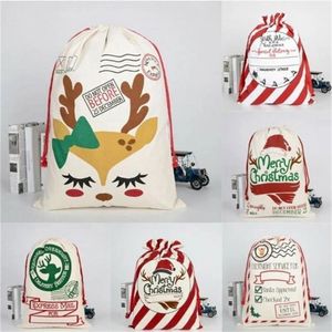 Novo Natal Santa Sacks Sacos de lona de algodão grandes sacos de presente com cordão pesado personalizado festival festa decoração de natal entrega no mar 907