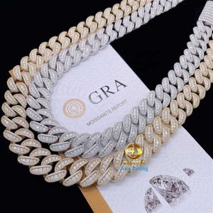 Passera diamanttestare 20mm 925 Silver VVS Moissanite Diamond Custom Hip Hop Jewelry Iced Out Cuban Link Chain Rappers Halsband KMINN