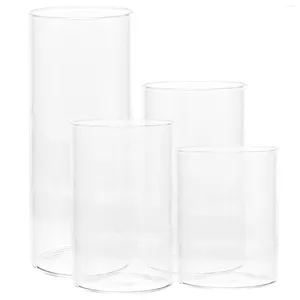 Candle Holders Glass Cup Table Centerpiece Cylinder Windproof Protectors Shades Jar Candles