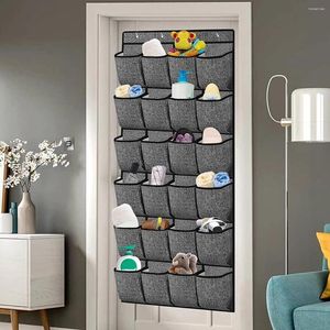 Storage Boxes 24 Pockets Shoe Organizer Over The Door Hanging Rack Holder Wall Mounted Fabric Bag Hanger For