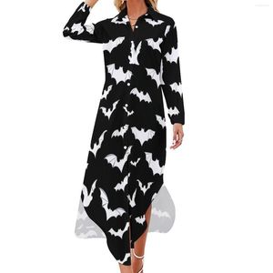 Casual klänningar vit bat klänning flygande fladdermöss konst mode sexig v hals strand chiffong långärmad vestido stor storlek 5xl 6xl